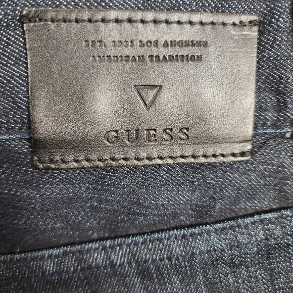Guess Jeans Mens 34x34 Blue Gray Slim Straight Dark Wash Denim NWT - Picture 10 of 12